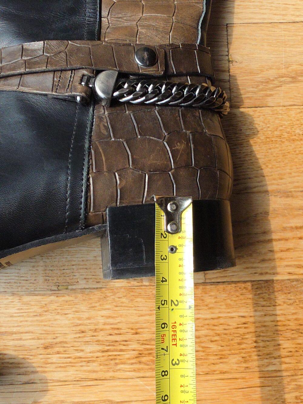 (9) NAPOLEONI Knee-High Leather Crocodile Black Brown Boots Fall Luxury Classic - Picture 6 of 10